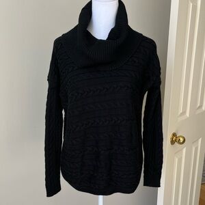Ralph Lauren Black Cowl Neck Chunky Cable Knit Sweater